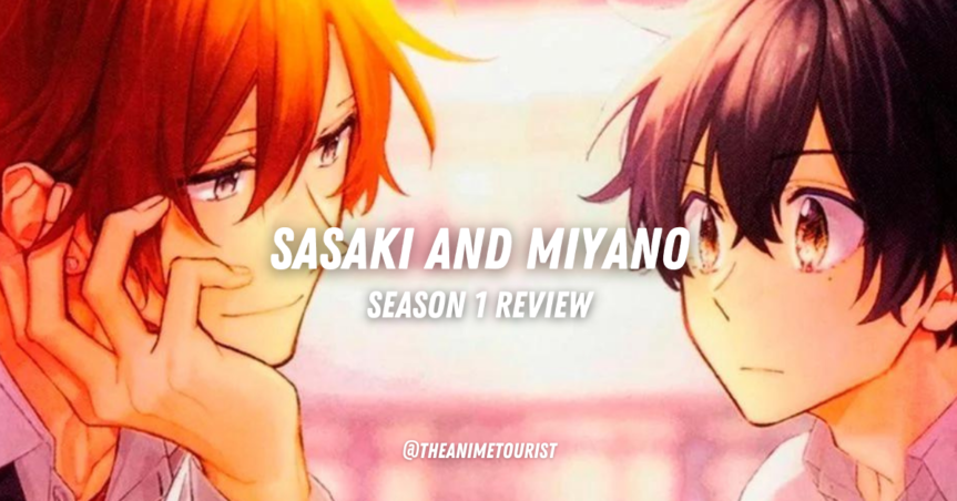 image showing sasaki and miyano, with the title overlayed.